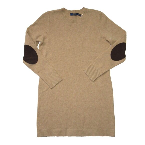 Polo Ralph Lauren Dresses & Skirts - NWT Polo Ralph Lauren Cashmere Wool Mini in Camel Elbow Patch Sweater Dress M